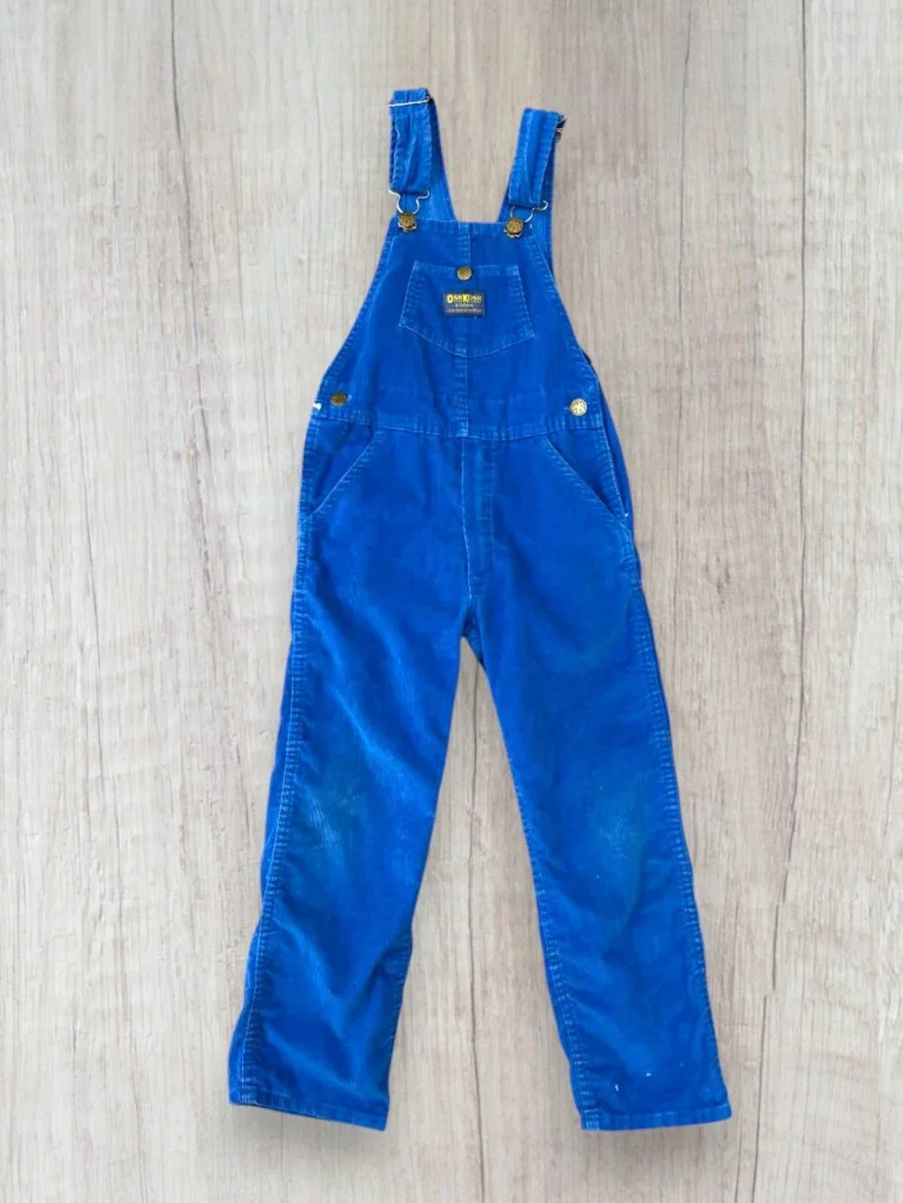 Vintage 90s OshKosh B’Gosh Vestbak Blue Corduroy Bib Overalls Kids Size 7/6X USA